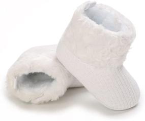 img 2 attached to 🌨️ Jonbaem Baby Boys Girls Winter Snow Boots: Cozy Fleece Fur Knit Soft Sole Crib Shoes for Newborns & Toddlers