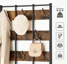 img 1 attached to VASAGLE Hall Tree: Shoe Storage and Coat Hooks Organizer, 👟 Rustic Brown and Black, 33.1 x 11.8 x 72.4 Inch UHSR087B01