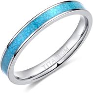 blue turquoise 3mm titanium engagement 💍 wedding band for women size 3-12 by tigrade logo