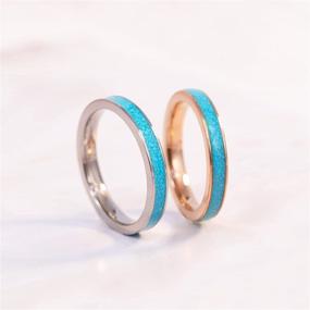 img 2 attached to Blue Turquoise 3MM Titanium Engagement 💍 Wedding Band for Women Size 3-12 by TIGRADE