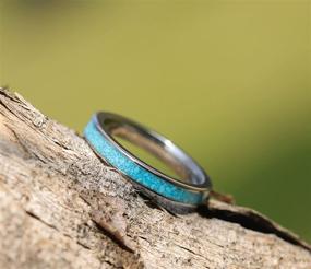 img 3 attached to Blue Turquoise 3MM Titanium Engagement 💍 Wedding Band for Women Size 3-12 by TIGRADE