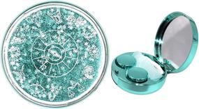 img 3 attached to ✨ Portable Travel Glitter Luxury Bling Stars Quicksand Contact Lens Case: Cute Fashion Eye Care Set (Green-1)