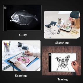 img 3 attached to 🔆 Ультра-тонкая регулируемая светодиодная панель для трассировки, A4 световая коробка для алмазной живописи, рисования, набросков и анимации - Портативный световой стол с металлической подставкой, 4 клеммы для скрепок и фетровая сумка.