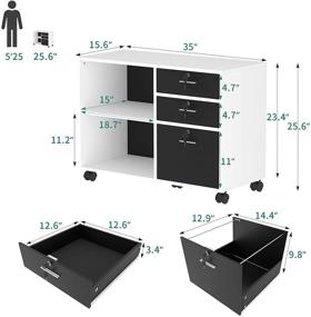 img 2 attached to YITAHOME 3 Drawer Wood File Cabinet, Mobile Lateral Filing & Storage Cabinet Printer Stand with Open Shelves - White Home Office Organization Solution