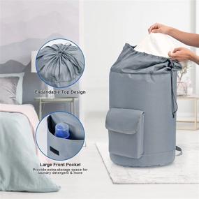 img 2 attached to 🎒 Extra Large Backpack Laundry Bag with Drawstring Closure, Front Pocket, and Huge Capacity - Perfect for Dorm Essentials and College Essentials