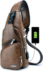 img 4 attached to PHABULS Leather Charging Cycling Brown Pu Backpacks in Casual Daypacks