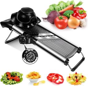 img 4 attached to Hemelian Adjustable Mandoline Food Slicer: Professional Stainless Steel Julienne Cutter for Effortless Food Slicing, Vegetables, Fruits, Chips, and French Fries