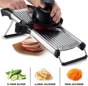 img 3 attached to Hemelian Adjustable Mandoline Food Slicer: Professional Stainless Steel Julienne Cutter for Effortless Food Slicing, Vegetables, Fruits, Chips, and French Fries