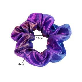 img 3 attached to Set of 24 Vibrant Metallic Hair Scrunchies in Rainbow Colors- Perfect Hair Ties for Girls