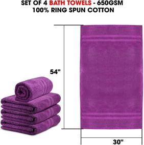 img 2 attached to 🛀 Talvania Luxury Bath Towels - Set of 4, 100% Ring Spun Cotton, 650 GSM, Perfect for Pool, Spa, and Bathrooms - Purple