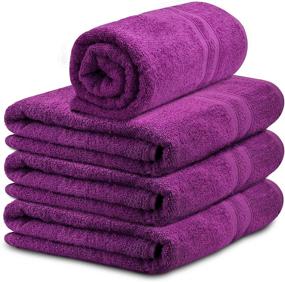 img 4 attached to 🛀 Talvania Luxury Bath Towels - Set of 4, 100% Ring Spun Cotton, 650 GSM, Perfect for Pool, Spa, and Bathrooms - Purple