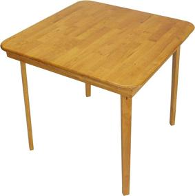 img 2 attached to 🎴 Stylish and Functional: Meco STAKMORE Straight Edge Folding Card Table with Oak Finish