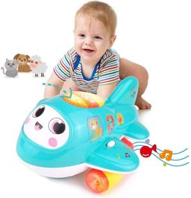 img 4 attached to 🎵 Музыкальная игрушка Baby Airplane Kidpal с умным колесом для мальчиков и девочек 1 года – инновационная ползающая игрушка для грудных детей и малышей; Игрушка Baby Einstein