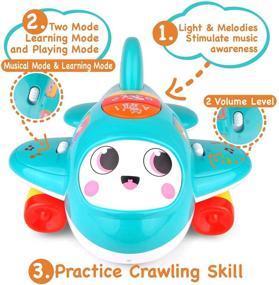 img 3 attached to 🎵 Kidpal Baby Airplane Musical Toy with Smart Wheel for 1 Year Old Boys and Girls – Innovative Crawling Toy for Infant Children and Toddlers; Baby Einstein Toy"