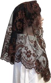 img 3 attached to 👰 Luxurious Embroidery Lace Veils: Elegant Mantillas for Catholic Church, Chapel Scarf and Lace Mass Accessories