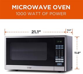 img 3 attached to 🔥 Commercial Chef Countertop Microwave: Sleek Black with Stainless Steel Trim, 1.1 Cubic Feet - Efficient Heating and Stylish Design