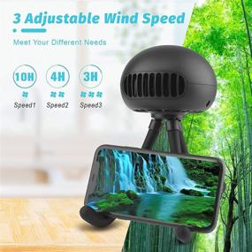 img 2 attached to Versatile Black Stroller Fan: Portable Bladeless Handheld Fan with Flexible Tripod 🌀 Clip - 3 Speeds, Rechargeable Battery, for Stroller, Car Seat, Crib, Bike, and Desktop