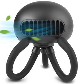 img 4 attached to Versatile Black Stroller Fan: Portable Bladeless Handheld Fan with Flexible Tripod 🌀 Clip - 3 Speeds, Rechargeable Battery, for Stroller, Car Seat, Crib, Bike, and Desktop
