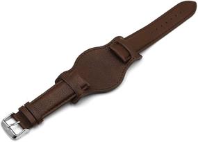 img 4 attached to 👀 Onthelevel Leather Cuff: Vintage Genuine Leather Watch Band for Men and Women - 18mm, 20mm, 22mm with a Matte Finish