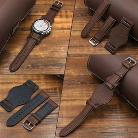 img 1 attached to 👀 Onthelevel Leather Cuff: Vintage Genuine Leather Watch Band for Men and Women - 18mm, 20mm, 22mm with a Matte Finish