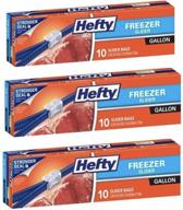 🧊 тяжелые пакеты hefty slider для морозильника 10 штук (пачка из 3) - галлонного размера для длительной свежести логотип