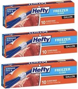 img 1 attached to 🧊 Тяжелые пакеты Hefty Slider для морозильника 10 штук (пачка из 3) - галлонного размера для длительной свежести