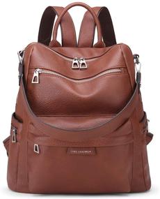 img 4 attached to 🎒 Vintage Leather Women's Backpack Fashion - Stylish Capacity Handbags & Wallets