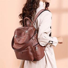 img 2 attached to 🎒 Vintage Leather Women's Backpack Fashion - Stylish Capacity Handbags & Wallets