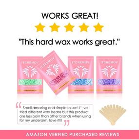 img 3 attached to 🔥 Painless All-Purpose Hair Removal Wax - ITCREMOV Hard Wax Beans with Sticks (4 Pcs), Pearl Bead Wax (400g/14oz) for Face, Legs, Eyebrow, Back, Chest, Bikini, Brazilian - Suitable for Women & Men