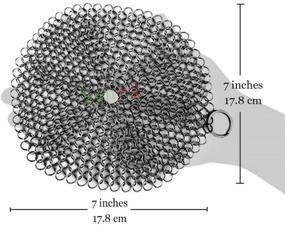 img 1 attached to 🍳 Synra 7-Inch Diameter Round Cast Iron Scrubber - Premium 316 Stainless Steel, Lightweight and Flexible Chainmail Scrubber for Scratch-Free Residue-Free Cookware Cleaning