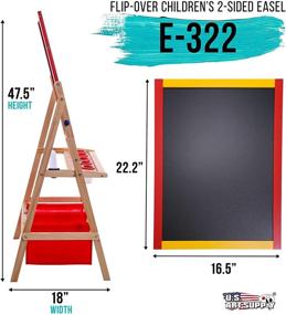 img 3 attached to U.S. Art Supply Flip-Over Children's Double-Sided Easel with Chalkboard, Whiteboard, Paper Roll, Storage Bins, Cups, Chalk - Ideal for Kids Toddlers' Creative Play and Learning