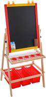 u.s. art supply flip-over children's double-sided easel with chalkboard, whiteboard, paper roll, storage bins, cups, chalk - ideal for kids toddlers' creative play and learning logo