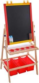 img 4 attached to U.S. Art Supply Flip-Over Children's Double-Sided Easel with Chalkboard, Whiteboard, Paper Roll, Storage Bins, Cups, Chalk - Ideal for Kids Toddlers' Creative Play and Learning