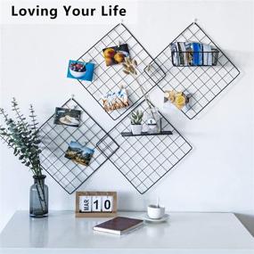 img 3 attached to 🖼️ Devesanter DS Grid Photo Wall: Wire Grid Panel Picture Display Iron Decorative Rack Photograph Wall Ins Display Photo Wall, 12x12 Inches, Set of 4 - Black