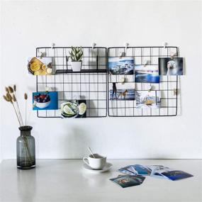 img 1 attached to 🖼️ Devesanter DS Grid Photo Wall: Wire Grid Panel Picture Display Iron Decorative Rack Photograph Wall Ins Display Photo Wall, 12x12 Inches, Set of 4 - Black