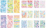 vibrant 18 sheets hyun-chae korean deco stickers: self-adhesive confetti ribbon stickers for arts, crafts, greeting cards, photo cards, and scrapbooks (multi) logo