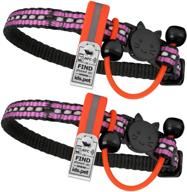 🐈 navitagi reflective cat breakaway collar sets with id tags - personalized, updatable online, name safe. no bell. o-rings free for extra cat, kitten safety logo