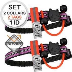 img 3 attached to 🐈 NaviTagi Reflective Cat Breakaway Collar Sets with ID Tags - Personalized, Updatable Online, Name Safe. No Bell. O-Rings Free for Extra Cat, Kitten Safety