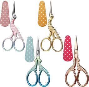 img 4 attached to 🧵 4-Piece Stork Scissors Set with Leather Covers - Perfect for Needlework, Sewing, and DIY Crafts