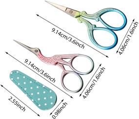 img 3 attached to 🧵 4-Piece Stork Scissors Set with Leather Covers - Perfect for Needlework, Sewing, and DIY Crafts