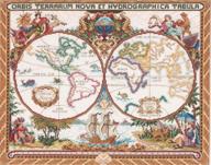 🗺️ janlynn cross stitch kit - 15x18 inches - olde world map logo