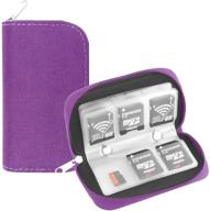 📸 emoly memory card carrying case - ultimate organizer for sdhc and sd cards - 8 pages, 22 slots - purple perfection logo