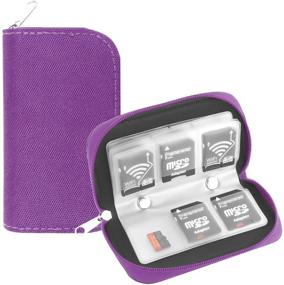 img 4 attached to 📸 Emoly Memory Card Carrying Case - Ultimate Organizer for SDHC and SD Cards - 8 Pages, 22 Slots - Purple Perfection