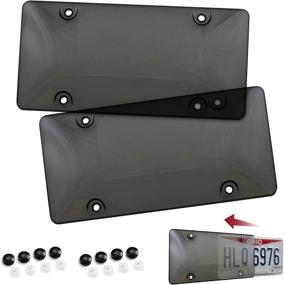 img 4 attached to 🚗 Premium Automotive Exterior Car & Truck Accessories - Tinted License Plate Cover Set for Front & Back, Standard Fit - Bling License Plates Shield with Fastening Frames - Ideal for Teens, Men, and Women, 6"X12