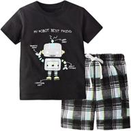 2-7t toddler boy summer outfits: short sleeve t-shirt and shorts set logo