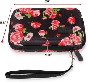 img 3 attached to 🌸 Чехол для хранения электроники USA Gear Hard Shell Travel Case 7.5 дюйма - устойчивый к погодным условиям наружный слой, большой сетчатый карман для аксессуаров - идеально подходит для Garmin GPS, зарядных устройств и другой электроники - цветочный дизайн