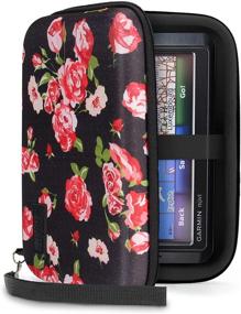 img 4 attached to 🌸 Чехол для хранения электроники USA Gear Hard Shell Travel Case 7.5 дюйма - устойчивый к погодным условиям наружный слой, большой сетчатый карман для аксессуаров - идеально подходит для Garmin GPS, зарядных устройств и другой электроники - цветочный дизайн