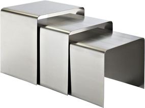 img 3 attached to 🌟 Silver Metal 3-Piece Side Nesting Table Set - Modway Rush Brushed Stainless Steel