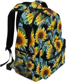 img 2 attached to Sunflower Floral Laptop Backpack - Blue Butterfly With Yellow Flowers Waterproof College Students Bookbags Casual School Bags Travel Computer Notebooks Daypack For Men Women Teens