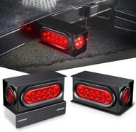 🚦 nilight - tl-34 2pcs steel trailer light boxes housing kit with 6-inch oval red led trailer tail lights, 2-inch round red led side marker lights with grommet plugs, wire connectors, and 2-year warranty logo